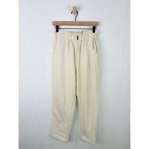 By Together High Rise Paperbag Pants Small Cream Straight Leg